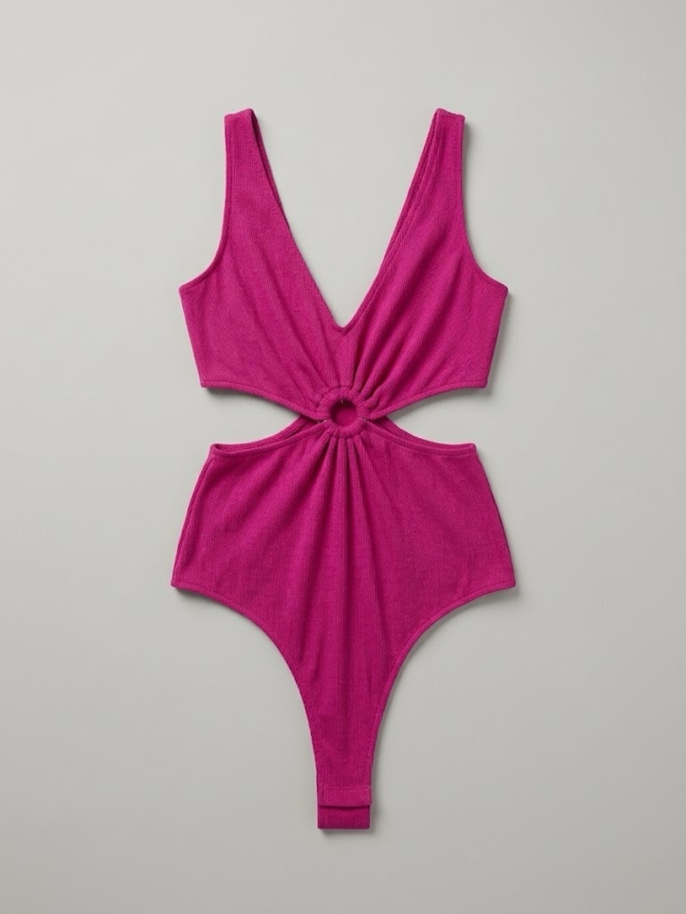 Cutout One-Piece Bodysuit in Fuchsia Pink